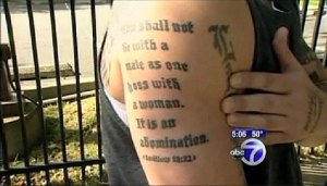 Leviticus tatt Leviticus 18:22 tattoo (News 7 photo).